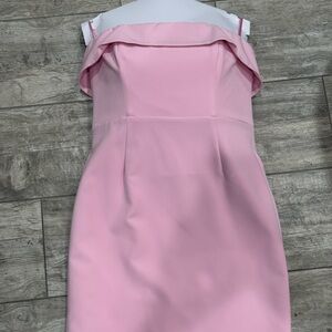 Bardot Midi Strapless Pink Dress